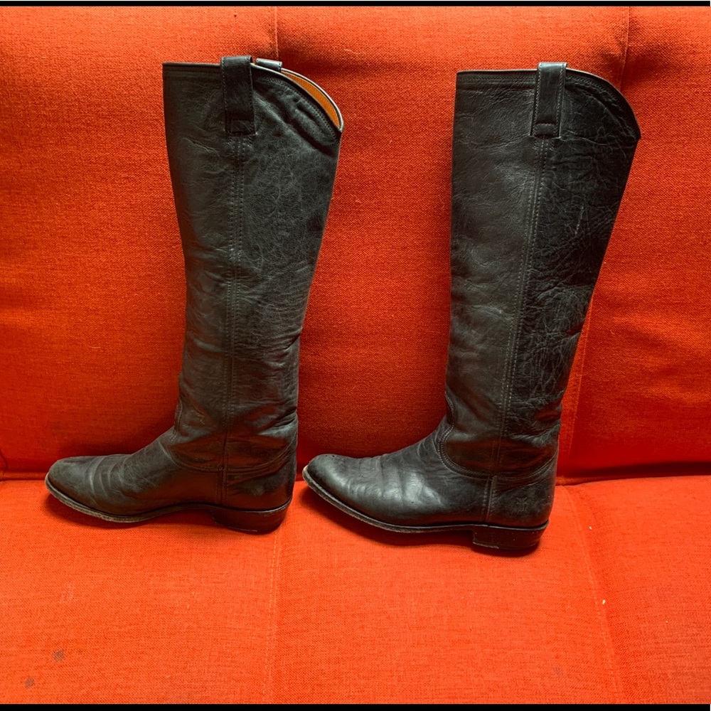 Black Frye knee high riding boots. Size 8.